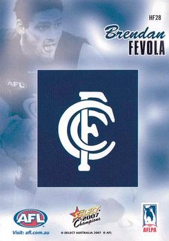 2007 Select AFL Champions Signature Series - Holographic Foils #HF28 Brendan Fevola Back